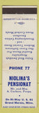 Matchbook Cover - Niolina's Pensionat Grand Marais MN