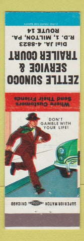 Matchbook Cover - Zettle Sunoco oil gas Trailer Court Milton PA