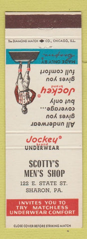 Matchbook Cover - Jockey Underwear Men's Clothes Scotty's Sharon PA