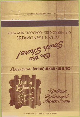 Matchbook Cover - Italian Landmark Copiague NY restaurant 40 Strike