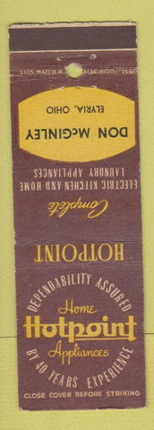 Matchbook Cover - Hot Point Appliances Don McGinley Elyria OH