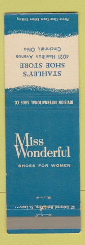 Matchbook Cover - Miss Wonderful Women's Shoes Stahley's Cincinnati OH