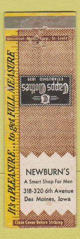 Matchbook Cover - Capps Men's Clothes Newburn's Des Moines IA