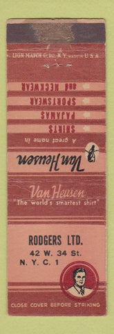 Matchbook Cover - Van Heusen Men's Clothes Rogers New York City WEAR