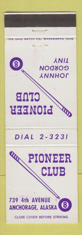 Matchbook Cover - Pioneer Club Billiards Anchorage AK