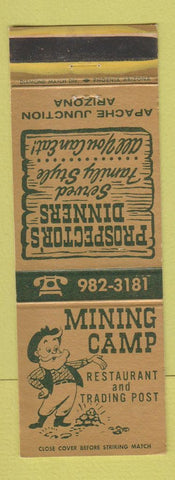 Matchbook Cover - Mining Camp Restaurant Apache Junction AZ WEAR