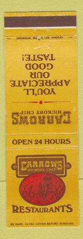 Matchbook Cover - Carrows Hickory Chip Restaurants