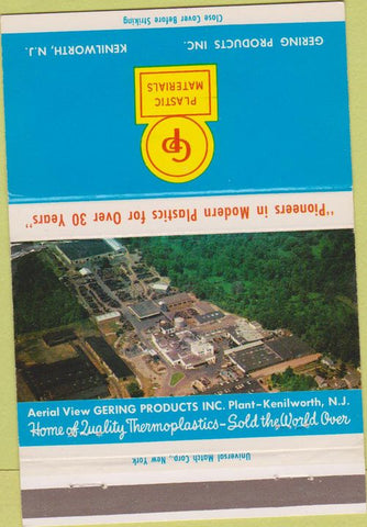 Matchbook Cover - CP Plastic Materials Kenilworth NJ 40 Strike