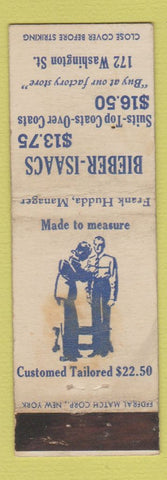 Matchbook Cover - Bieber Isaacs Men's Clothes Binghamton NY WEAR