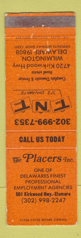 Matchbook Cover - Placers Employment Agency Wilmington DE