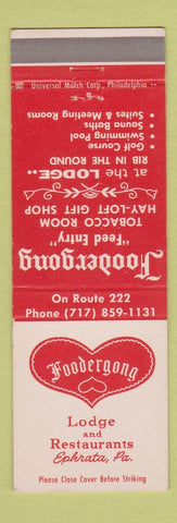 Matchbook Cover - Foodergong Lodge Restaurant Ephrata PA WEAR