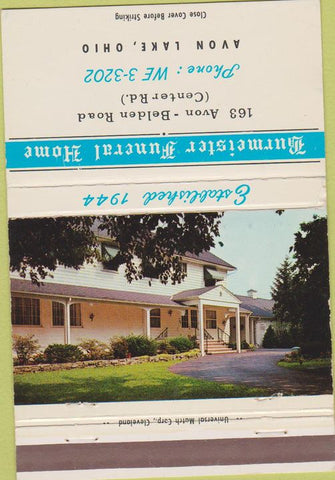Matchbook Cover - Burmeister Funeral Home Avon Lake OH 40 Strike