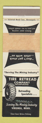 Matchbook Cover - Tire Retread Company Virginia MN WEAR