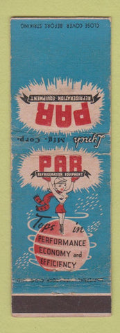 Matchbook Cover - PAR Refrigeration Equipment girlie WEAR