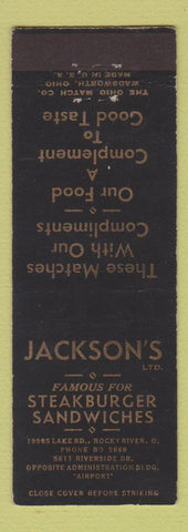 Matchbook Cover - Jackson's Restaurant Rocky River OH
