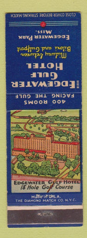Matchbook Cover - Edgewater Gulf Hotel Edgewater Park MS