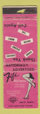 Matchbook Cover - Fifi Nylons girlie WORN POOR STRIKER