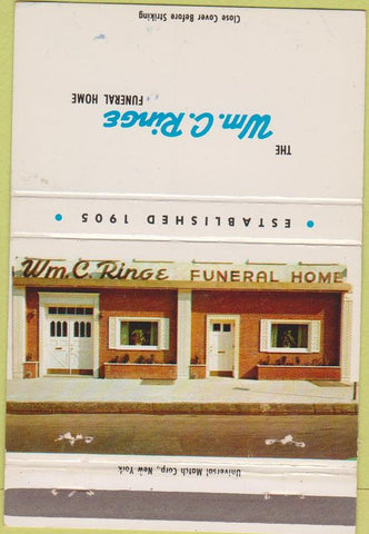 Matchbook Cover - WM Ringe Funeral Home Brooklyn NY WEAR 40 Strike