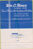Matchbook Cover - WM Ringe Funeral Home Brooklyn NY WEAR 40 Strike