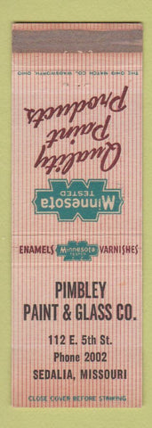 Matchbook Cover - Pimbley Paint Glass Minnesota Paints Sedalia MO