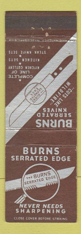 Matchbook Cover - Burns Serrated Knives Syracuse NY