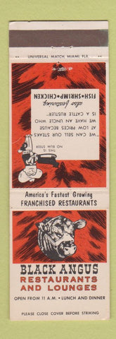 Matchbook Cover - Black Angus Restaurant Lounge