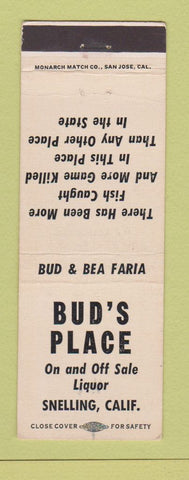 Matchbook Cover - Bud's Place Snelling CA