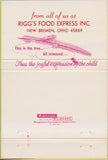 Matchbook Cover - Rigg's Food Express New Bremen OH 40 Strike