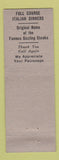 Matchbook Cover - Tony's Log Cabin Santa Barbara CA