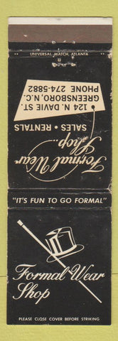 Matchbook Cover - Formal Wear Shop Clothes Greensboro NC WEAR