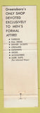 Matchbook Cover - Formal Wear Shop Clothes Greensboro NC WEAR