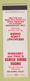 Matchbook Cover - Margaret and Paul's Danish Dining Rooms Solvang CA