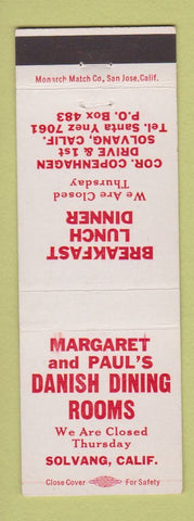 Matchbook Cover - Margaret and Paul's Danish Dining Rooms Solvang CA