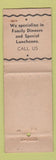 Matchbook Cover - Buckhart's Restaurant Watsonville CA WEAR