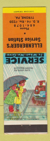 Matchbook Cover - Ellenberger's Service Station oil gas Tyrone PA