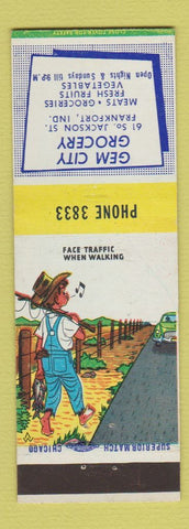 Matchbook Cover - Gem City Grocery Fankfort IN