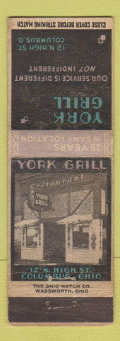 Matchbook Cover - York Grill Columbus OH WEAR