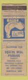 Matchbook Cover - Square Deal Produce Zanesville OH WORN