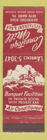 Matchbook Cover - Conestoga Mill Restaurant Bryn Mawr PA