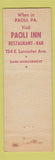 Matchbook Cover - Conestoga Mill Restaurant Bryn Mawr PA