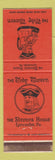 Matchbook Cover - Toby Tavern Stevens House Lancaster PA WEAR