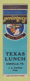 Matchbook Cover - Texas Lunch Danville PA