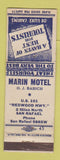 Matchbook Cover - Marin Motel San Rafael CA WEAR