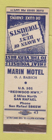 Matchbook Cover - Marin Motel San Rafael CA WEAR