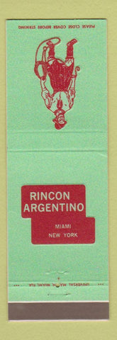 Matchbook Cover - Rincon Argentino Miami FL New York City