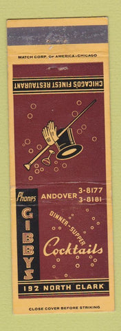 Matchbook Cover - Gibbys Restaurant Chicago IL