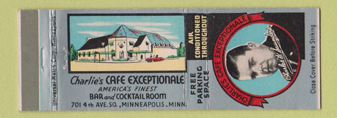 Matchbook Cover - Charlie's Cafe Excepionale Minneapolis MN