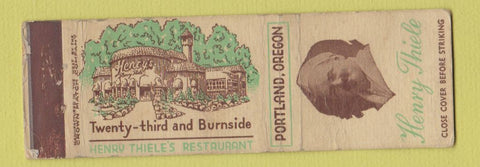 Matchbook Cover - Henry Thiele Restaurant Portland OR CROWN WORN