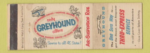 Matchbook Cover - Greyhound Bus Pacific San Francisco CA