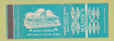 Matchbook Cover - Mason's Seafood Norfolk VA
